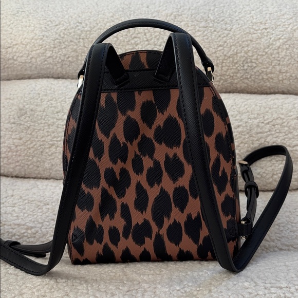 Kate Spade Schuyler Mini Backpack Bag Leopard Saffiano Leather - Picture 3 of 10